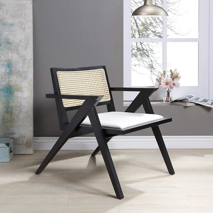 Safavieh Couture Home Collection Krystine Coastal Black Rattan Back Living Room Dining Accent Cha... | Amazon (US)