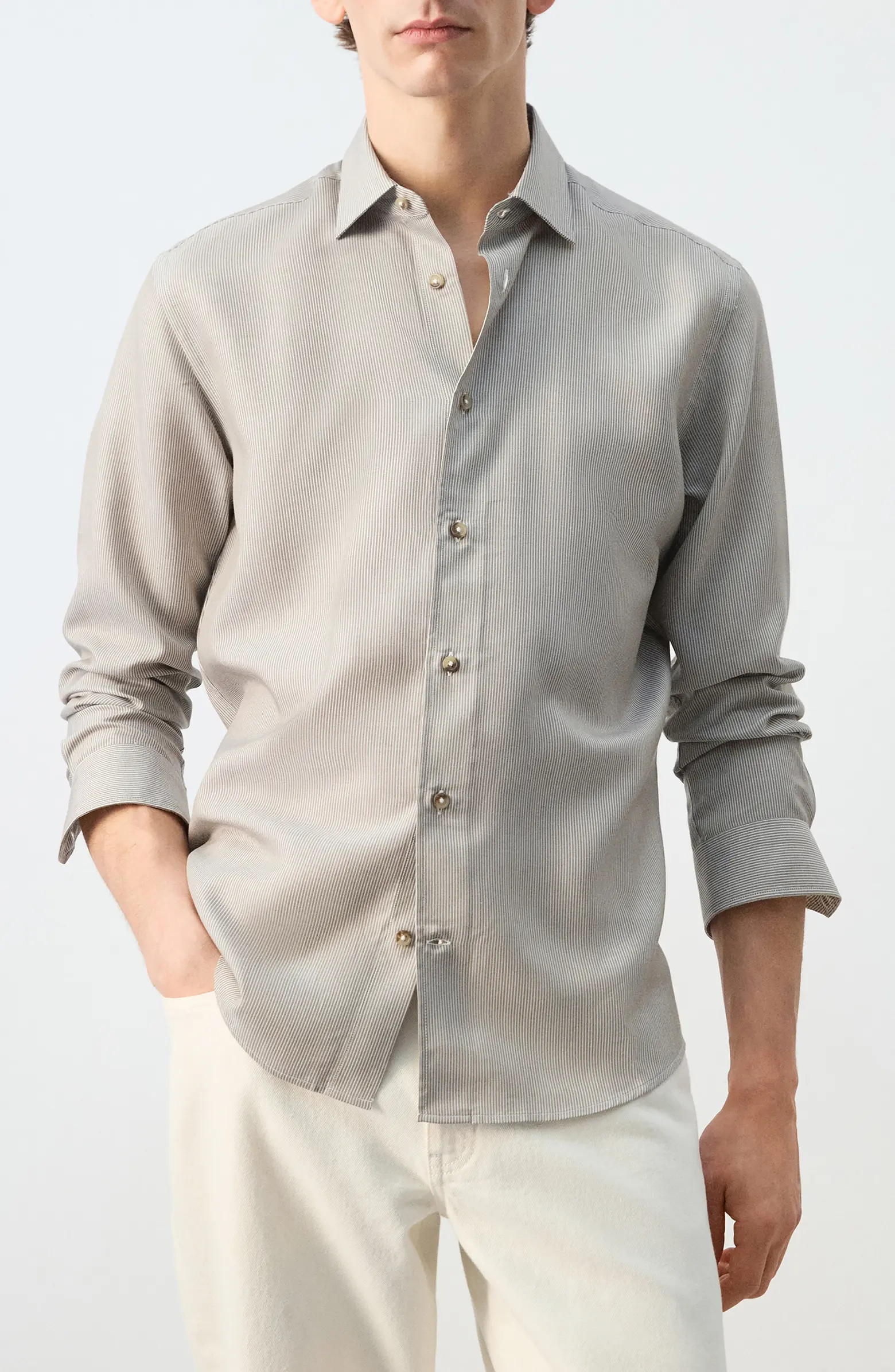 MANGO Stripe Button-Up Shirt | Nordstrom | Nordstrom