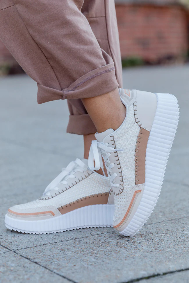 Quinn White Multi Woven Sneaker | Pink Lily