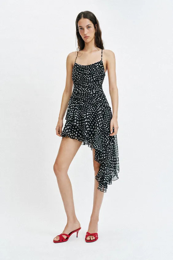 DRAPED POLKA DOT DRESS | Zara Canada