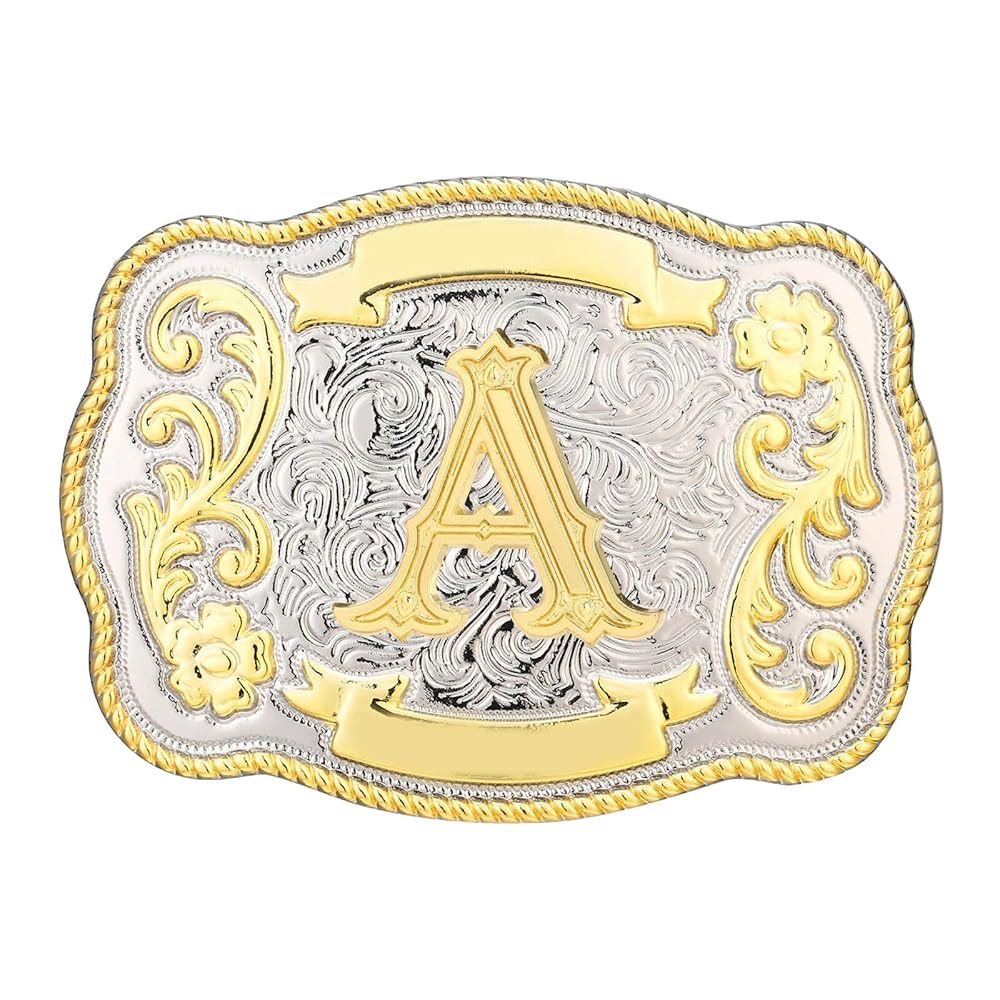 Belt Buckle Men Western Cowboy Cowgirl Rodeo Vintage Initial Letter ABCDMRJ to Z Belt Buckles for... | Amazon (US)