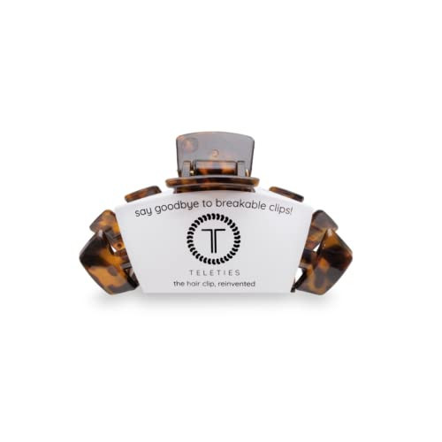 TELETIES - Large Hair Clip - Strong Grip, Bendable Teeth, Comfortable Curved Design - Ideal for Thick Hair - For All Hair Textures - Tortoise | Amazon (US)
