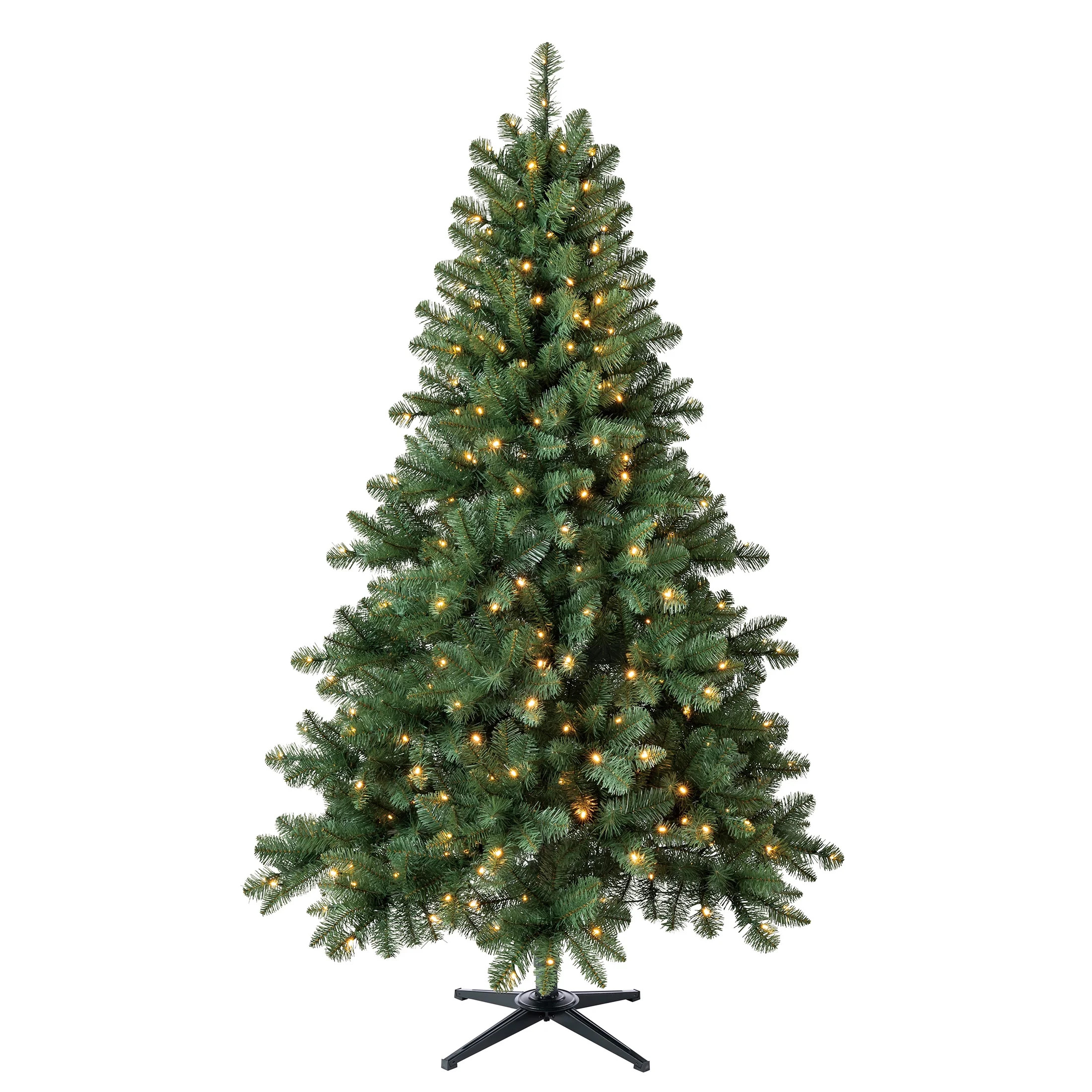 6.5' Pre-Lit Windham Spruce Green Artificial Christmas Tree with Warm White LED Lights, by Holida... | Walmart (US)