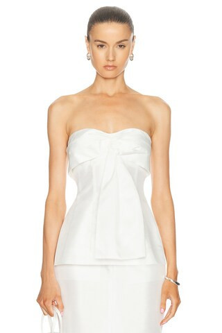 NICHOLAS Coraline Strapless Fan Pleat Top in Ivory | FWRD 