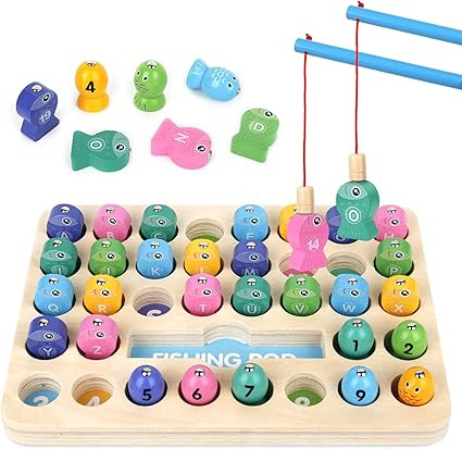 Growlier 36 PACK Wooden Magnetic Fishing Game for kid 3 4 Years Old Montessori Letters Cognition ... | Amazon (US)