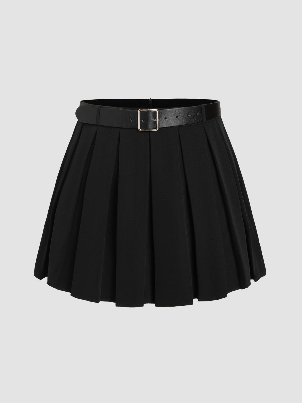Woven Mid Waist Pleated Mini Skirt With Belt Curve & Plus For School Daily Casual Music Festival/... | Cider