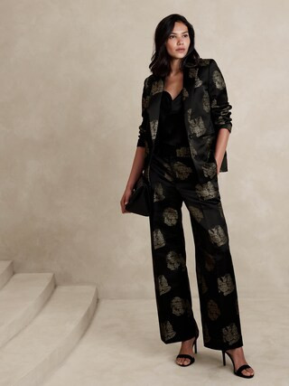 Floral Jacquard Straight Trouser | Banana Republic Factory