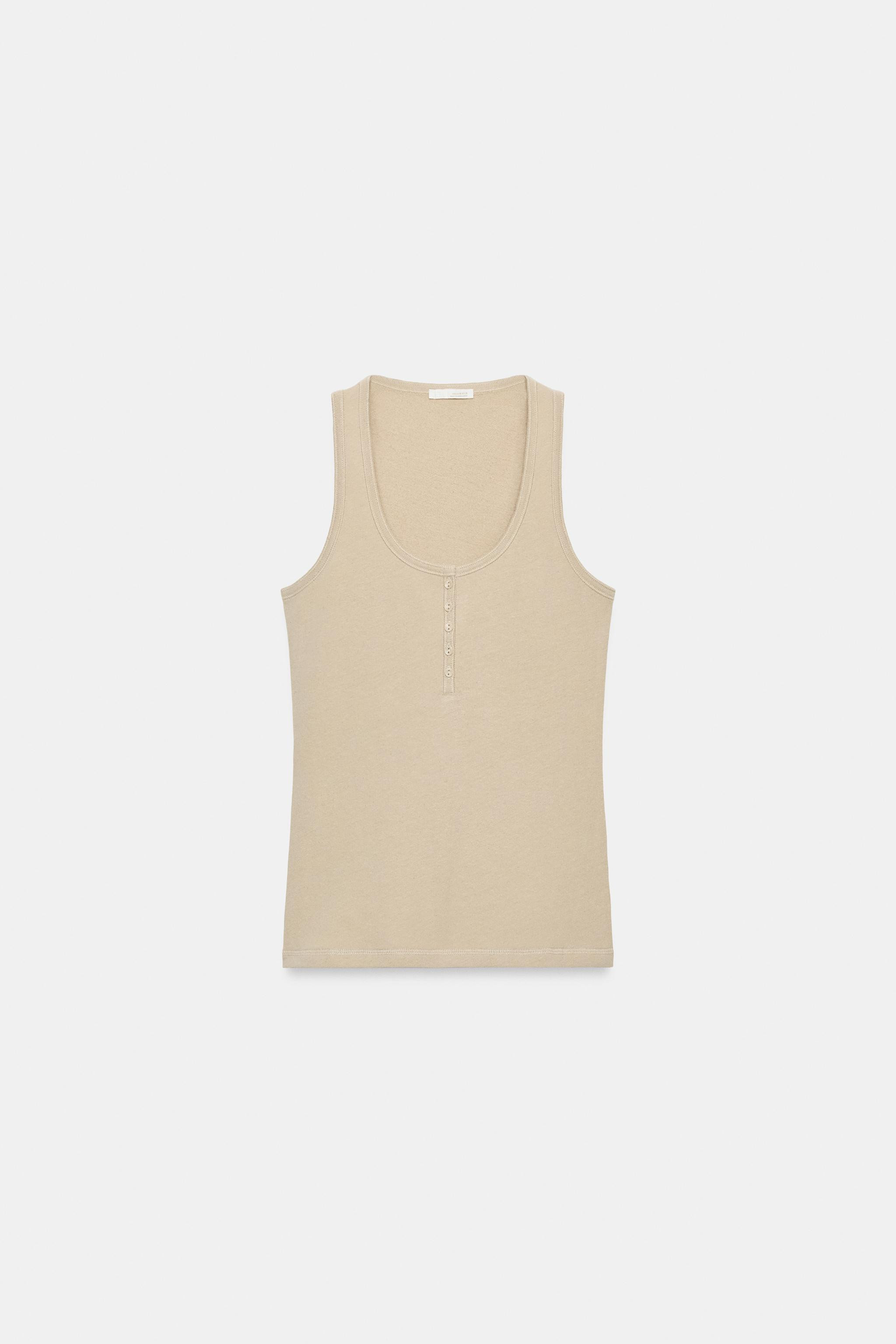 LINEN BLEND BUTTON-UP TOP | Zara UK