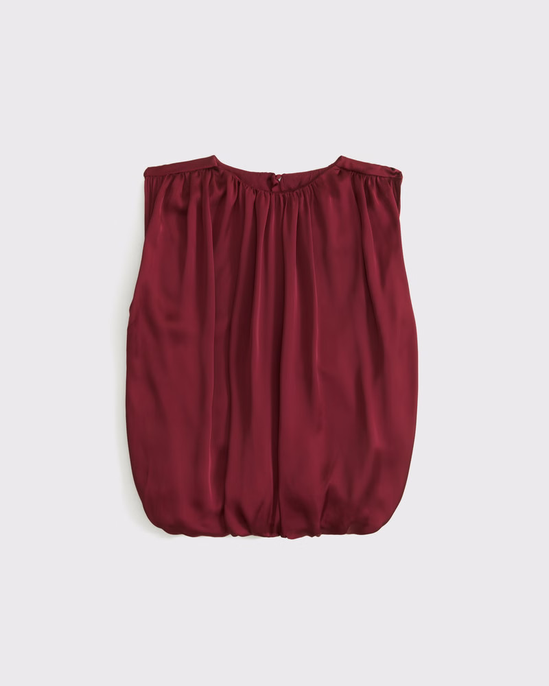Bubble Hem Ruched Satin Top | Abercrombie & Fitch (US)