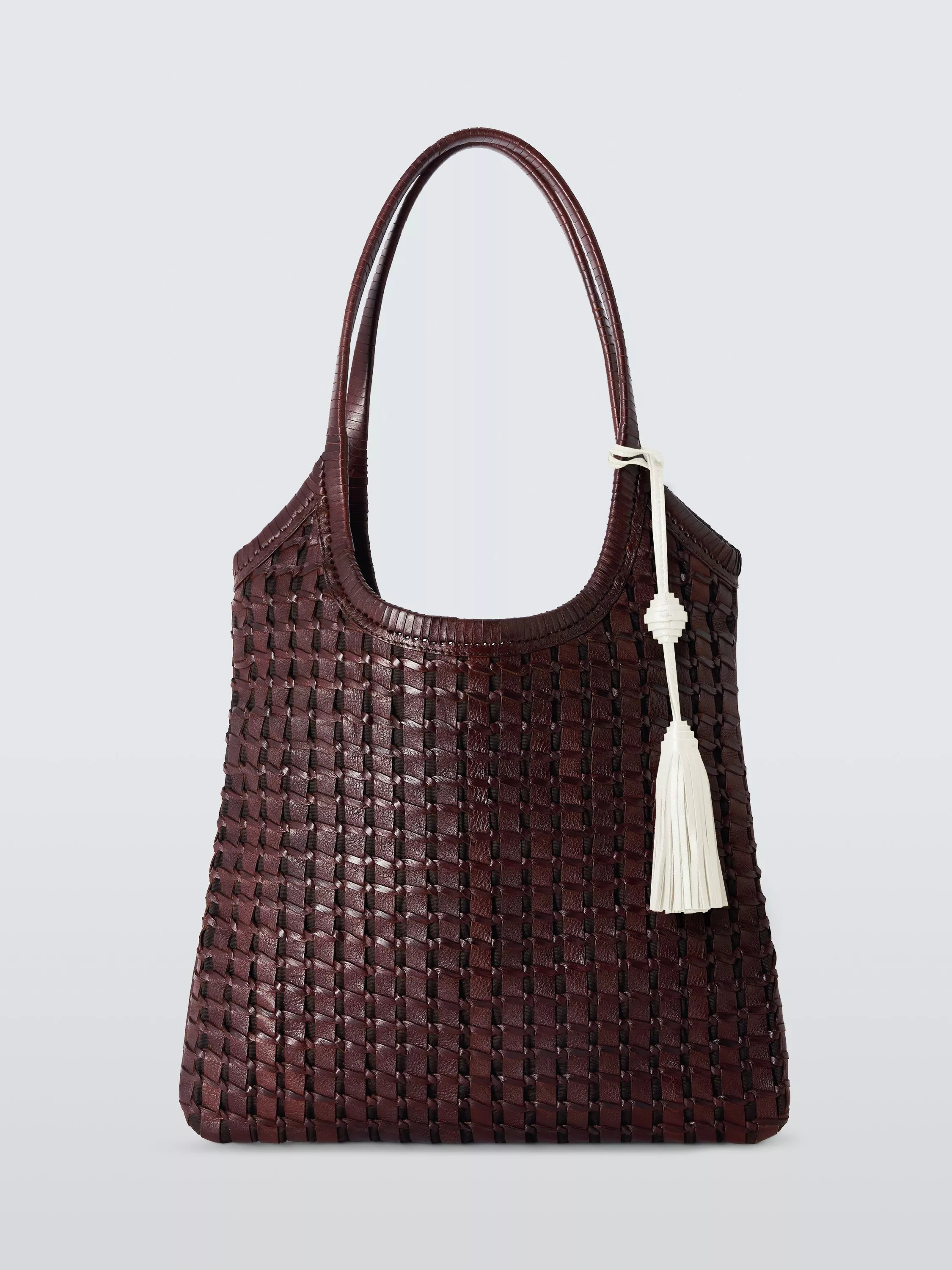 Woven Leather Shoulder Bag, Chocolate | John Lewis (UK)