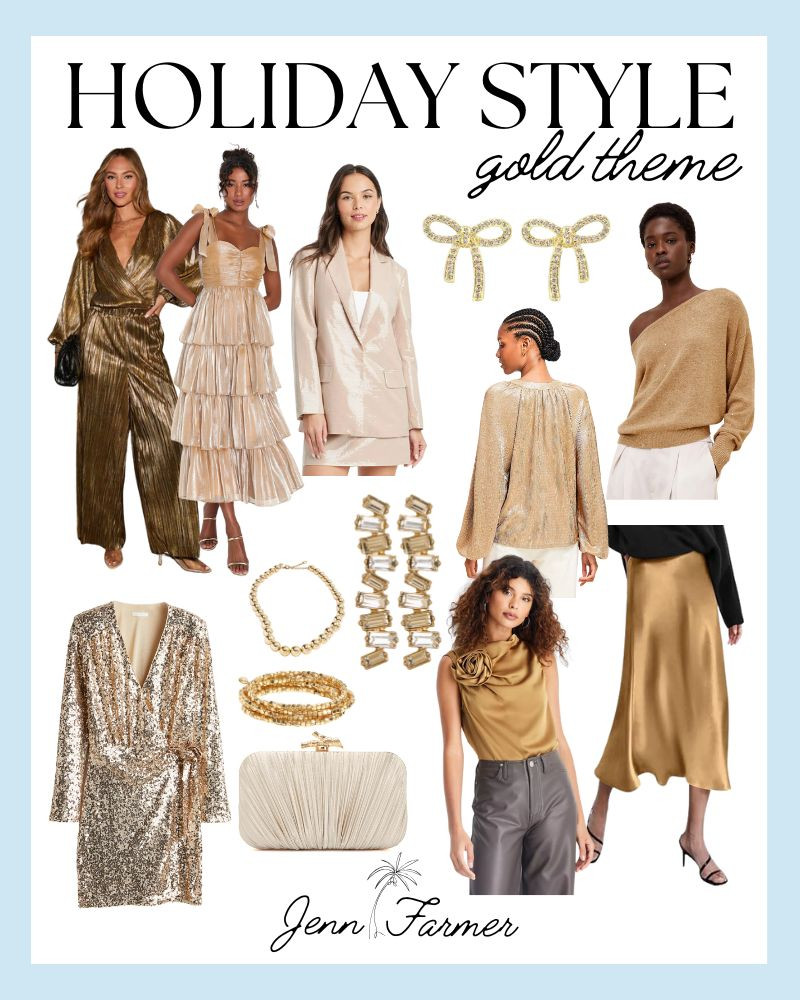 Shop these holiday styles for any gold themed party!


holiday style, gold, jumpsuit, short dress, sequins, sparkle, Christmas party, party dress, maxi skirt, sweater, outfit, style 

 #LTKHoliday #LTKParties #LTKStyleTip