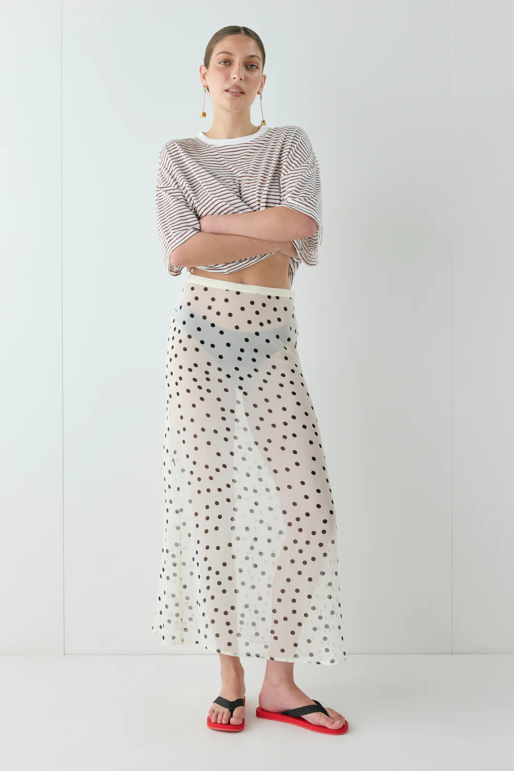 Vilma Sheer Maxi Skirt Polka Dot | VRG Grl