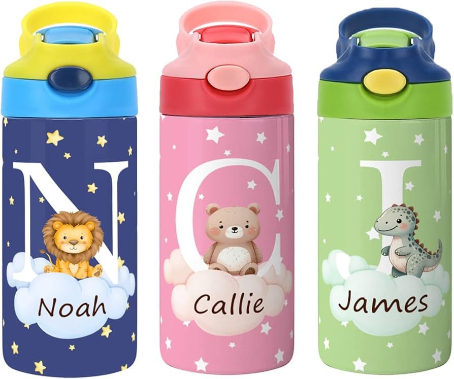 callie Personalized Animal Insulated Water Bottle for Kids, Custom 12 oz Leak Proof Lid Stainless... | Amazon (US)