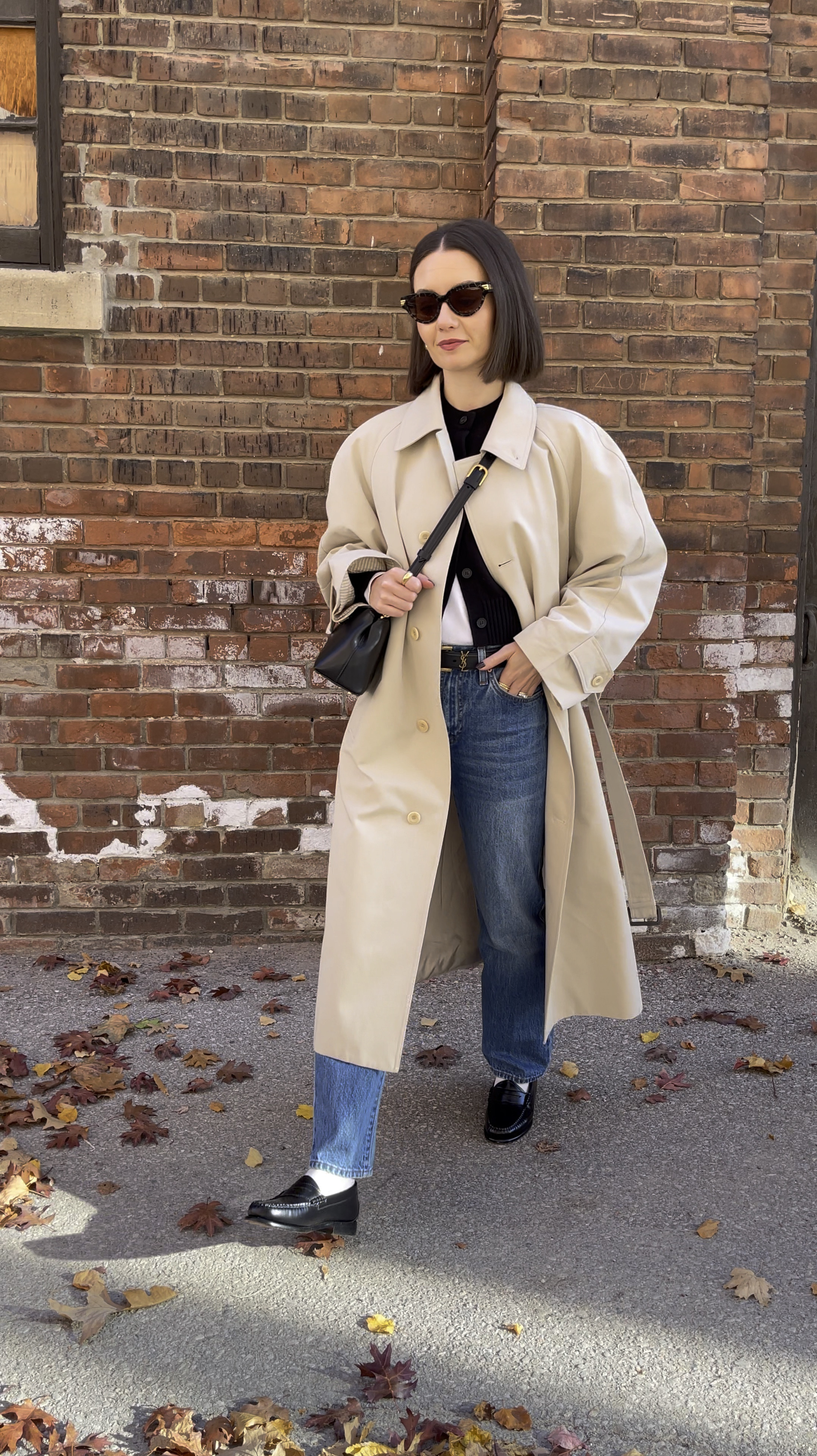 Trench coat, COS cropped cardigan (xs), Aritzia straight leg jeans (23), black loafers

#LTKVideo #LTKSeasonal #LTKShoeCrush