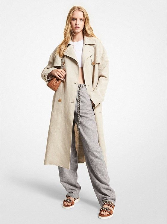 Washed Linen Trench Coat | Michael Kors US
