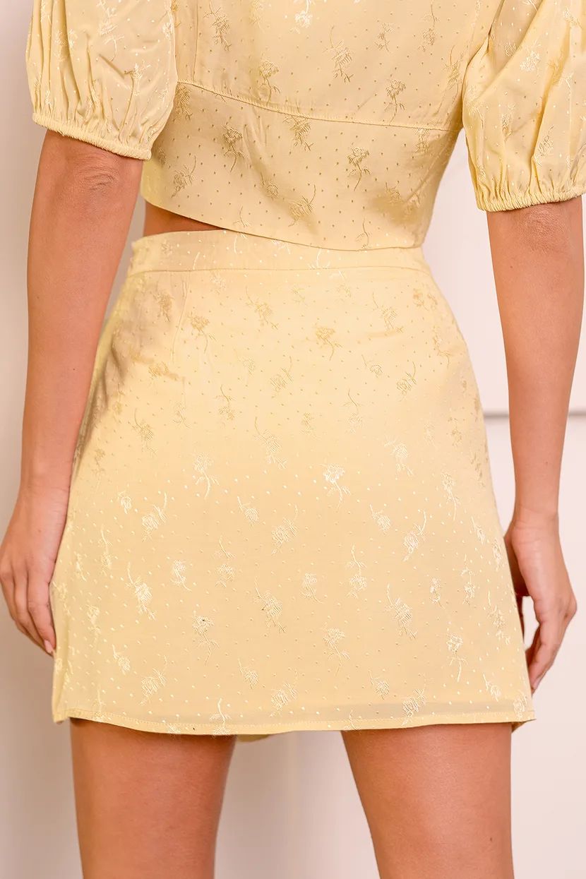 Looking Luminous Light Yellow Jacquard Mini Skirt | Lulus (US)