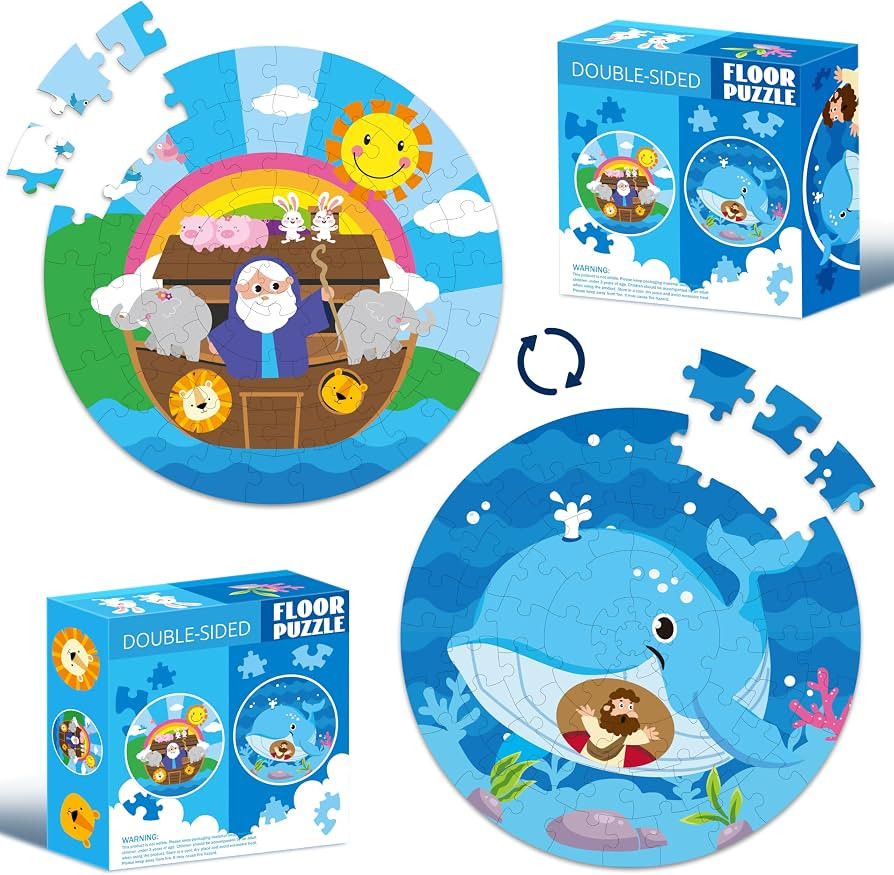 Haooryx Bible Stories Jigsaw Puzzles - 71pcs Noah’s Ark & Jonah and The Whale Jigsaw Puzzle Set... | Amazon (US)