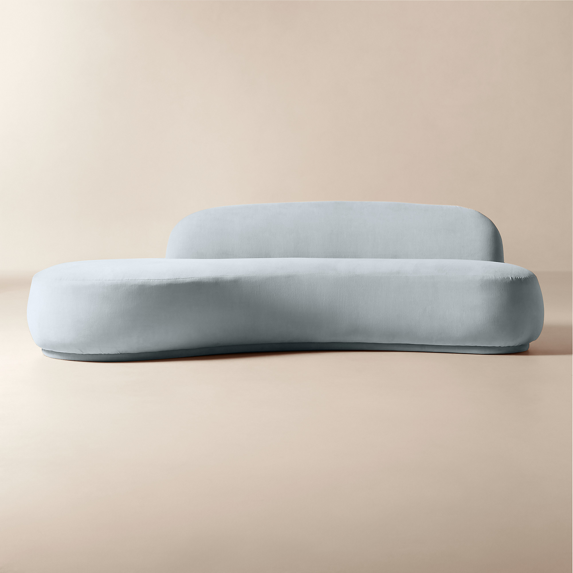 Claudelle 106" Light Blue Velvet Curved Sofa | CB2 | CB2