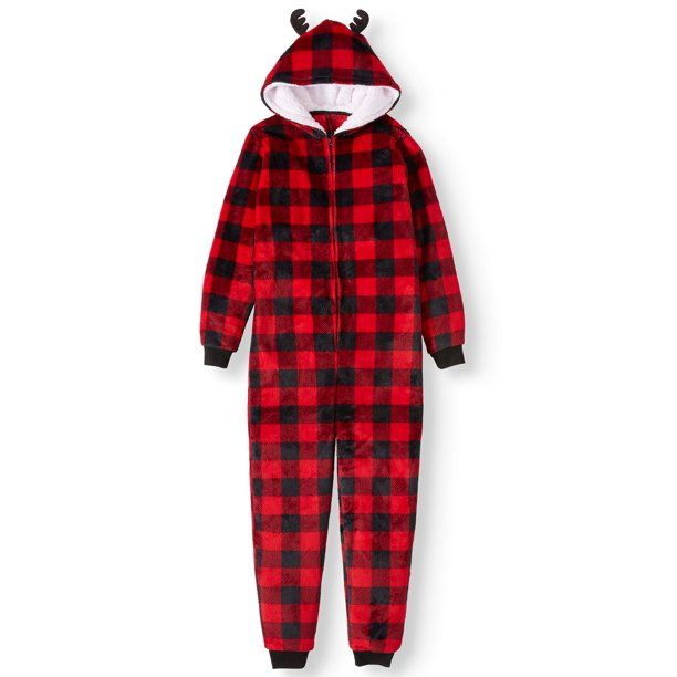 Matching Family Christmas Pajamas Kid's Buffalo Plaid Union Suit - Walmart.com | Walmart (US)