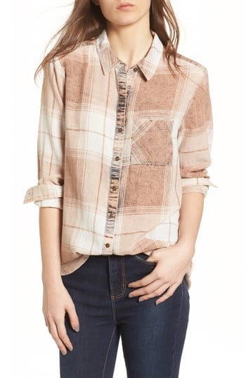 Women's Bp. Plaid Button Up Shirt, Size XX-Small - Brown | Nordstrom
