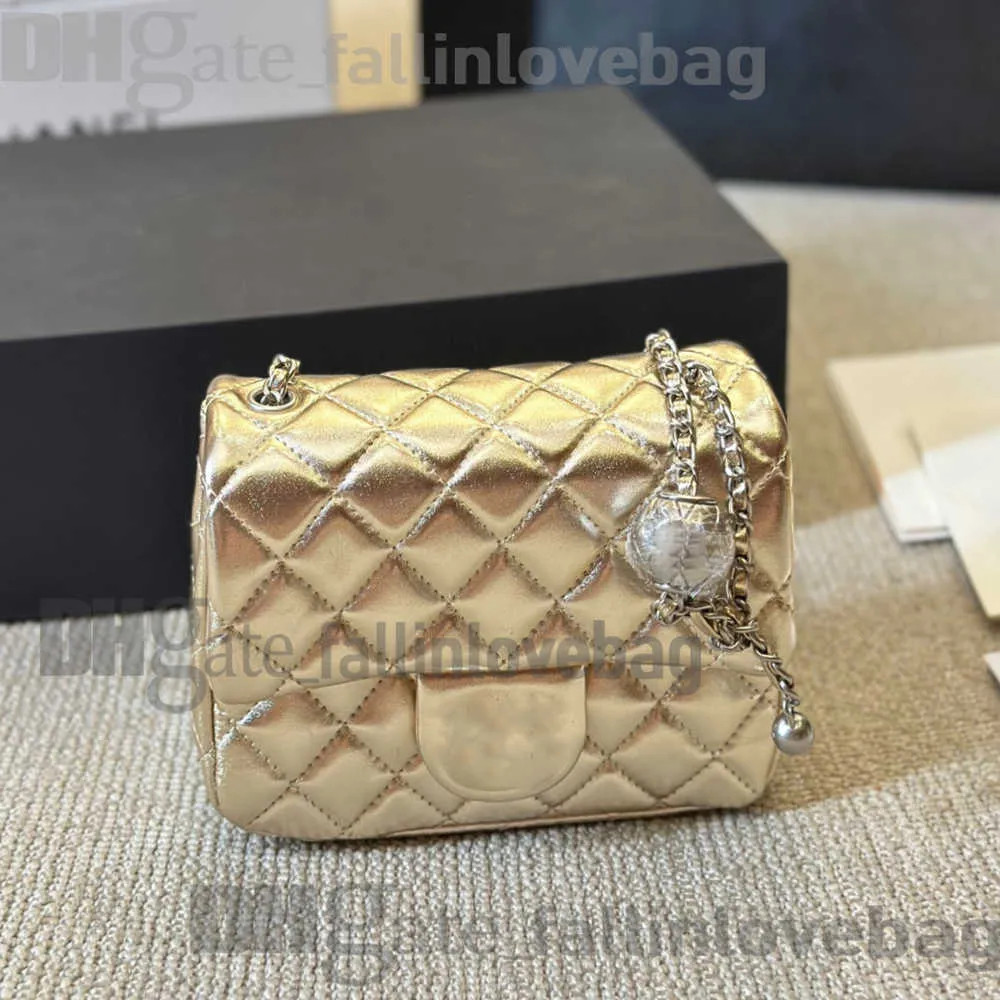 Shoulder Bags Designer 20cm 18cm Lambskin Shimmer Metallic Colors Square Quilted Classic Mini Fla... | DHGate