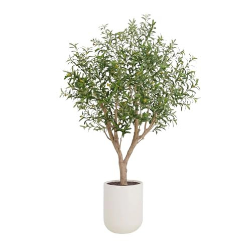 CG Hunter Faux Olive Tree, Premium Artificial Indoor & Outdoor Tree Stands 8' Tall, Lifelike-Leaves & Hand Painted Trunk, White Pot Included | Amazon (US)