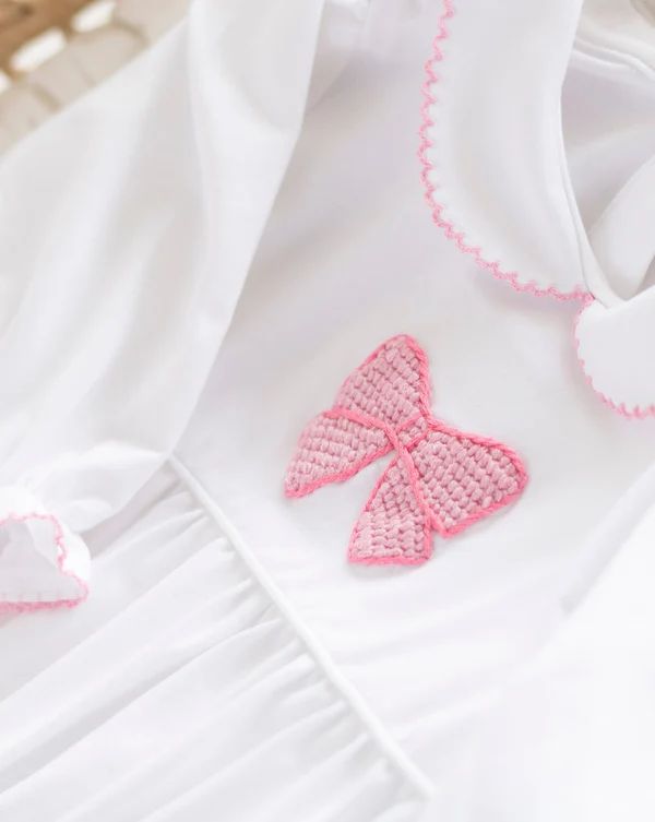 Pink Bow Hand Crocheted Knit Layette | Smockingbird Kids