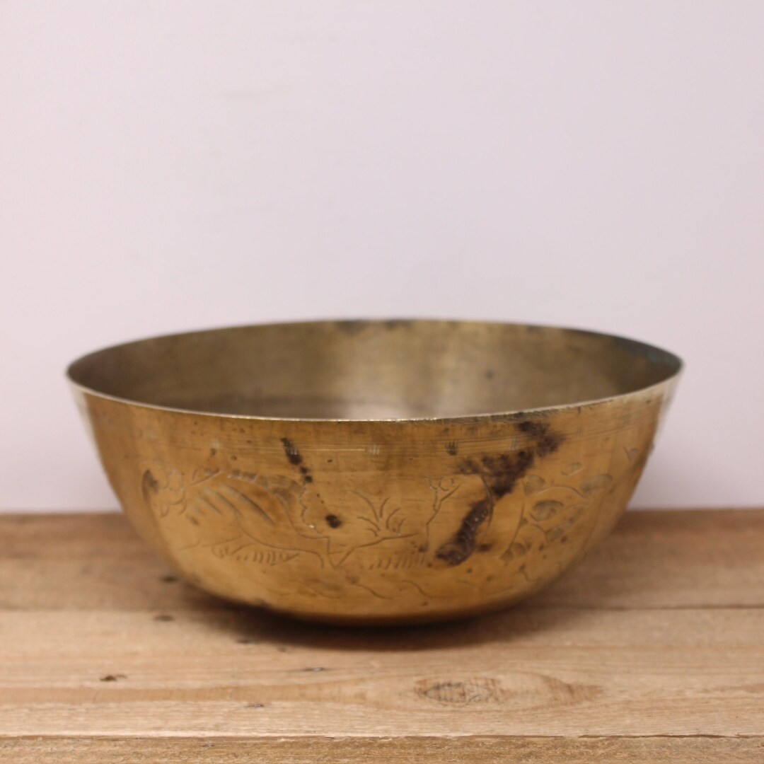 Vintage Etched Design Round Brass Bowl - Etsy Canada | Etsy (US)