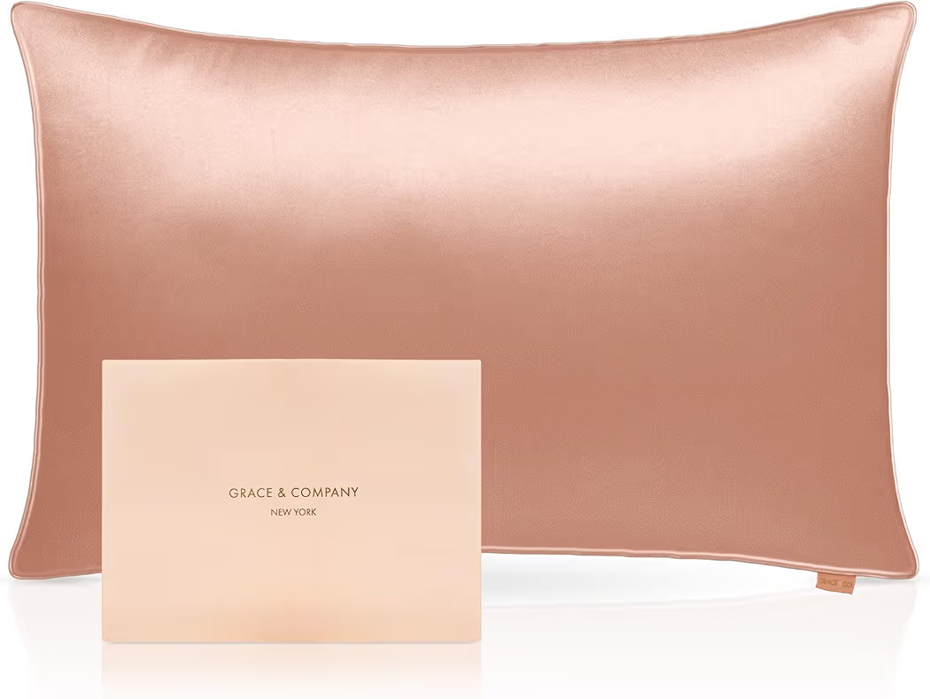 Grace & Company Silky Satin Pillowcase, Satin Silk Pillowcase, Standard Size 20"x26", Sherbert | Amazon (US)