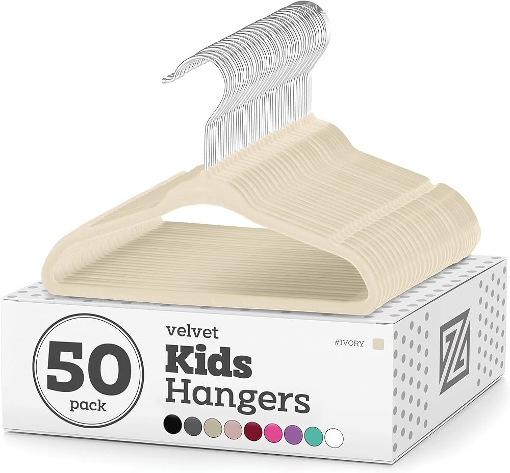 Zober Velvet Kids Hangers for Closet - Pack of 50 Non Slip Childrens Hangers for Shirts, Pants & ... | Amazon (US)