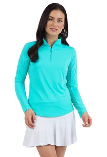 IBKUL Athleisure Wear Sun Protective UPF 50+ Icefil Cooling-Solid Long Sleeve Mock Neck Top-80000 | Amazon (US)