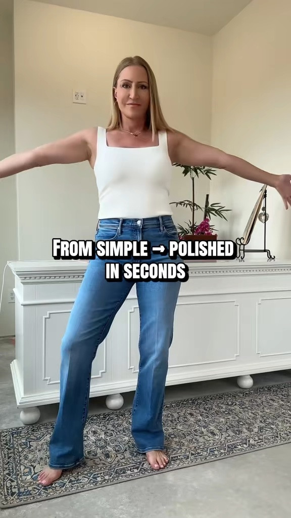 Simple pieces always look more elevated when the outfit has structure, shape, and intention woven throughout the look. ✨

I started with a simple white tank and straight-leg jeans, then added small details that completely changed the feel of the outfit — a defined waist, structured accessories, refined shoes, and a soft lightweight layer to create balance and polish without looking overdone.

This is the difference between “just wearing basics” and actually styling them.

#LTKStyleTip #NeutralStyle #ElevatedBasics #ClassicStyle

#LTKgrwm