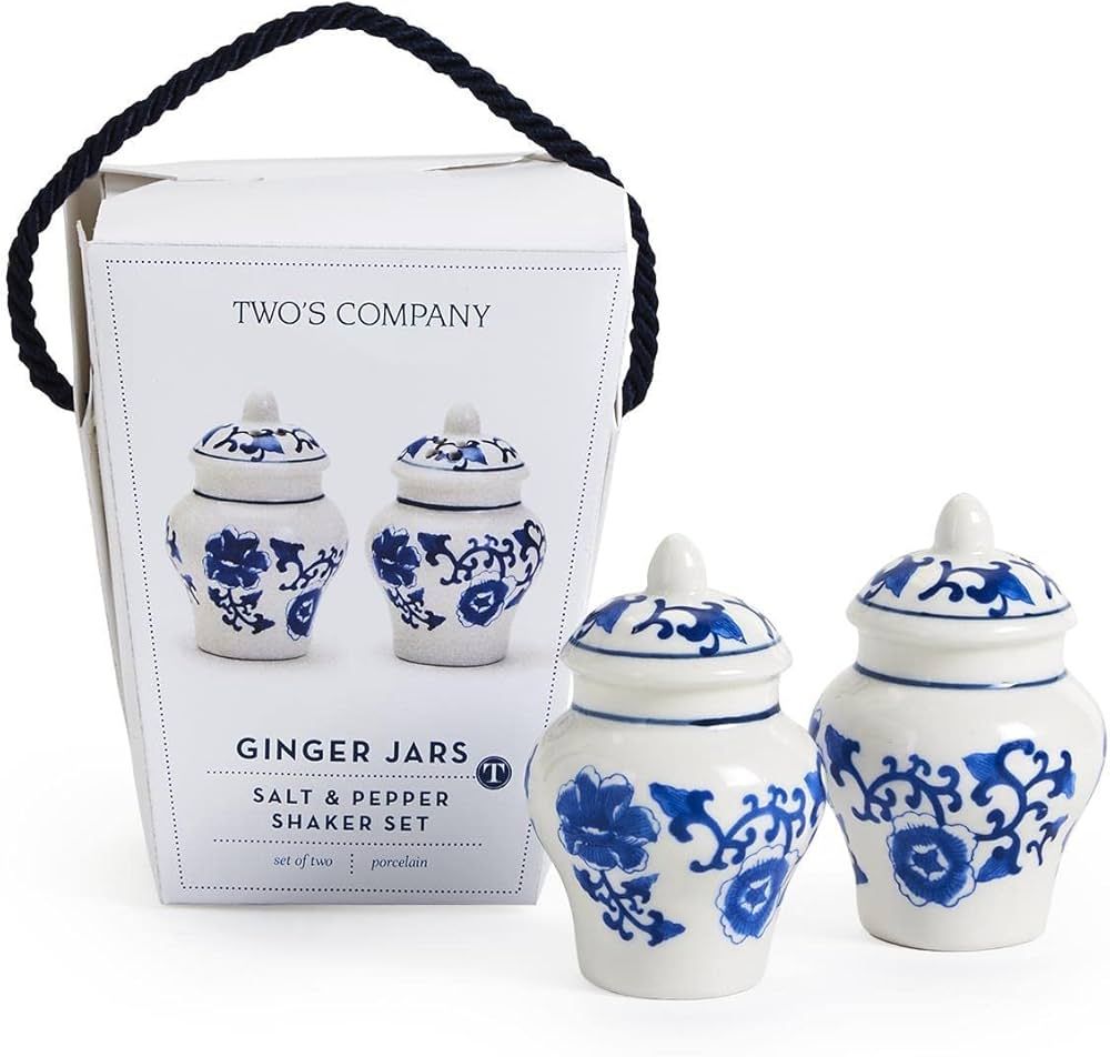 Two's Company Chinoiserie Mini Ginger Jar Salt and Pepper Shaker Set in Gift Box | Amazon (US)