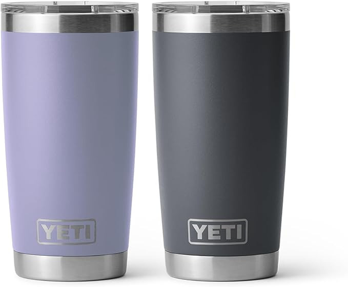 YETI 20 oz Rambler Tumbler Bundle, (1) 20oz Rambler Charcoal and (1) 20 oz Rambler Cosmic Lilac | Amazon (US)