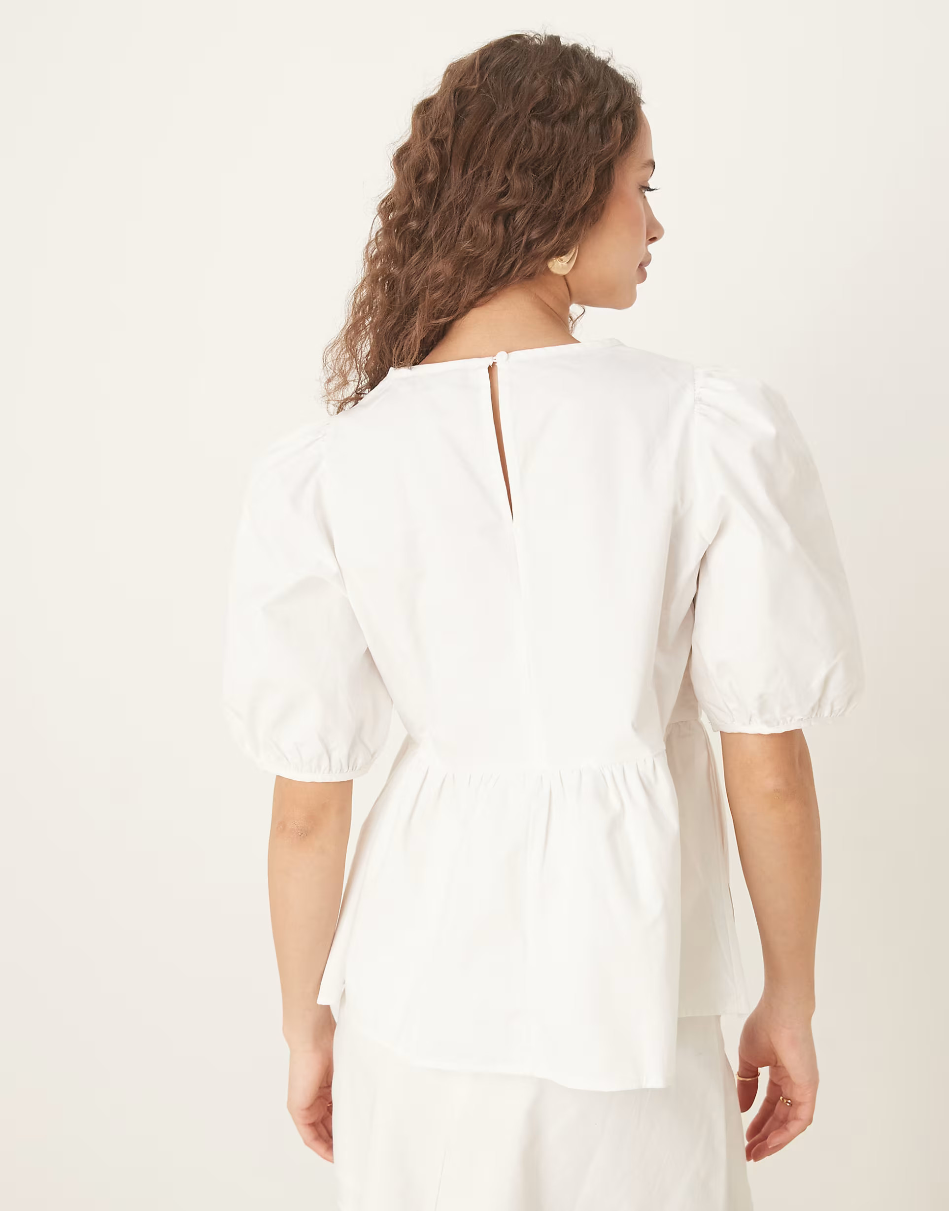 Vila puff sleeve cotton poplin top in white | ASOS (Global)