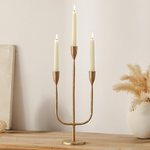 Romadedi Candelabra Brass Candlestick Holders: Gold Taper Candle Holders Metal Tall Vintage Candle Holders Iron for Table Centerpiece Antique Decor Fireplace Candle Stands Decorative Mantle | Amazon (US)
