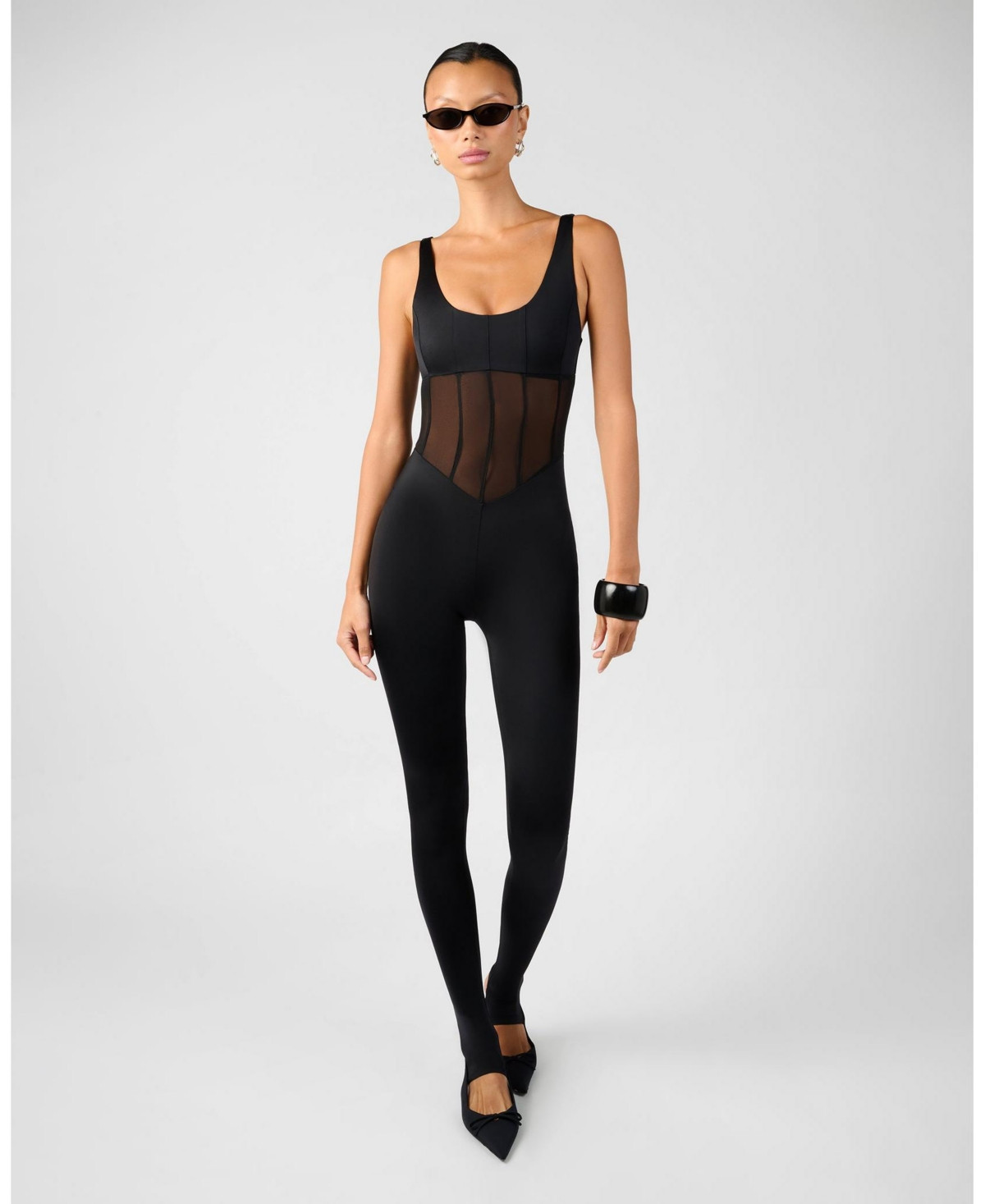 WeWoreWhat Spandex Sheer Panel Bodysuit - Black | Macy's