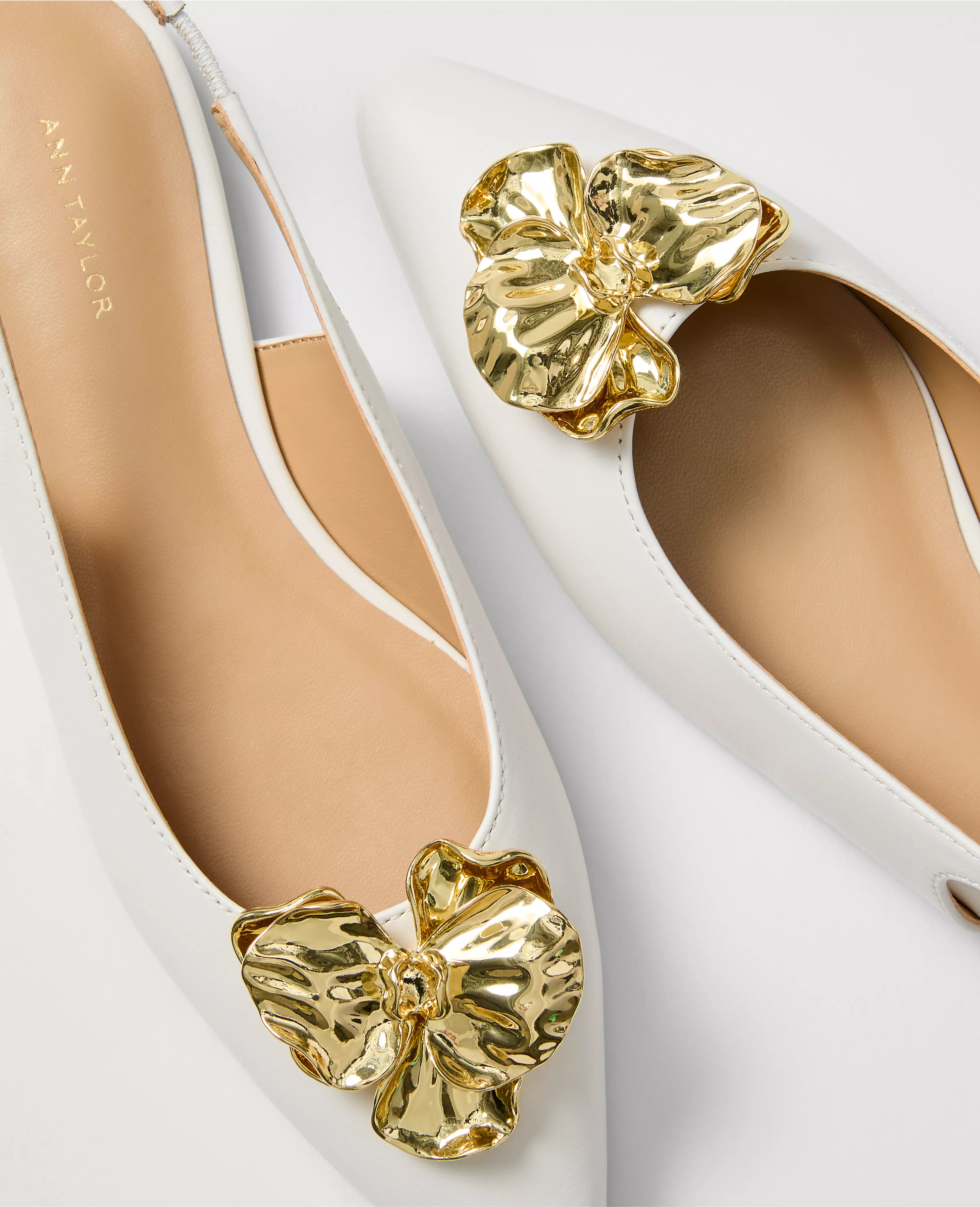 The link to Flower Leather Slingback Flat has been copied | Ann Taylor
