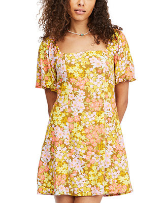 Billabong Juniors' Paradise Puff-Sleeve Mini Dress & Reviews - Dresses - Juniors - Macy's | Macys (US)