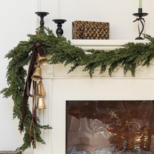 6FT Artificial Long Cedar Garland Realistic, Real Touch Norfolk Pine Garland,Artificial Green Cedar Garland Faux Cedar Pine Needles Garland for Home Fireplace Outdoor Holiday Party Decoration (A) | Amazon (US)