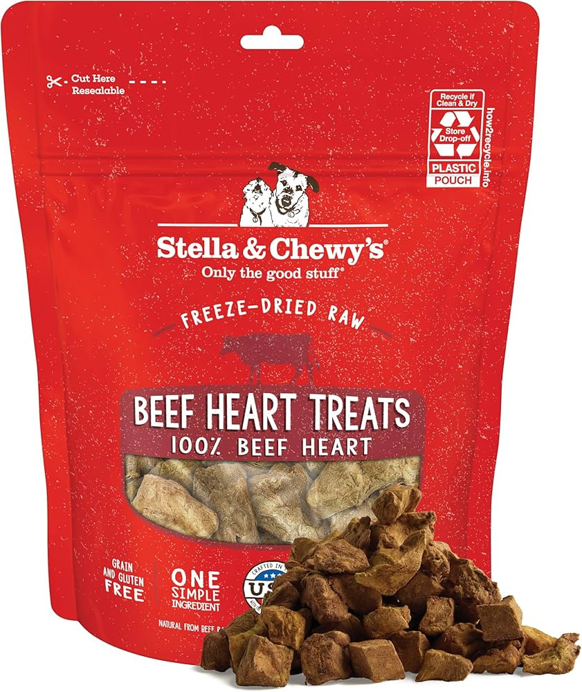 Stella & Chewy's Freeze-Dried Raw Beef Heart Dog Treats - Single Ingredient, No Additives - Premi... | Amazon (US)