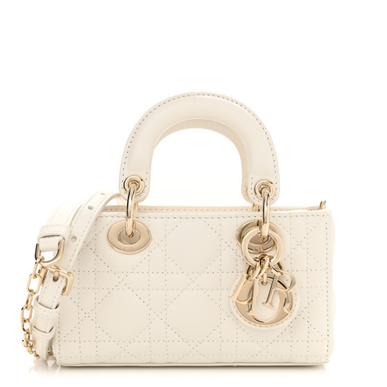 Lambskin Cannage Micro Lady D-Joy Latte | FASHIONPHILE (US)
