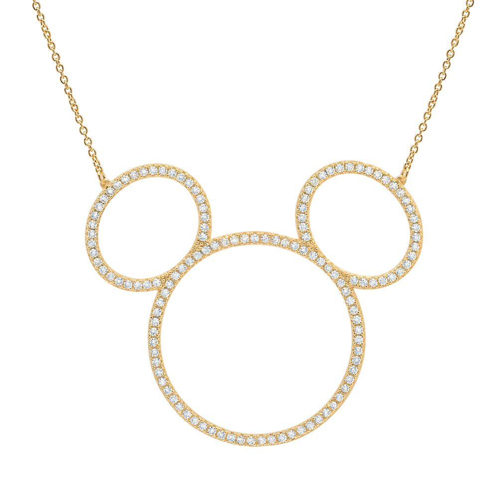 Mickey Mouse Icon Silhouette Necklace by CRISLU – Yellow Gold | Disney Store