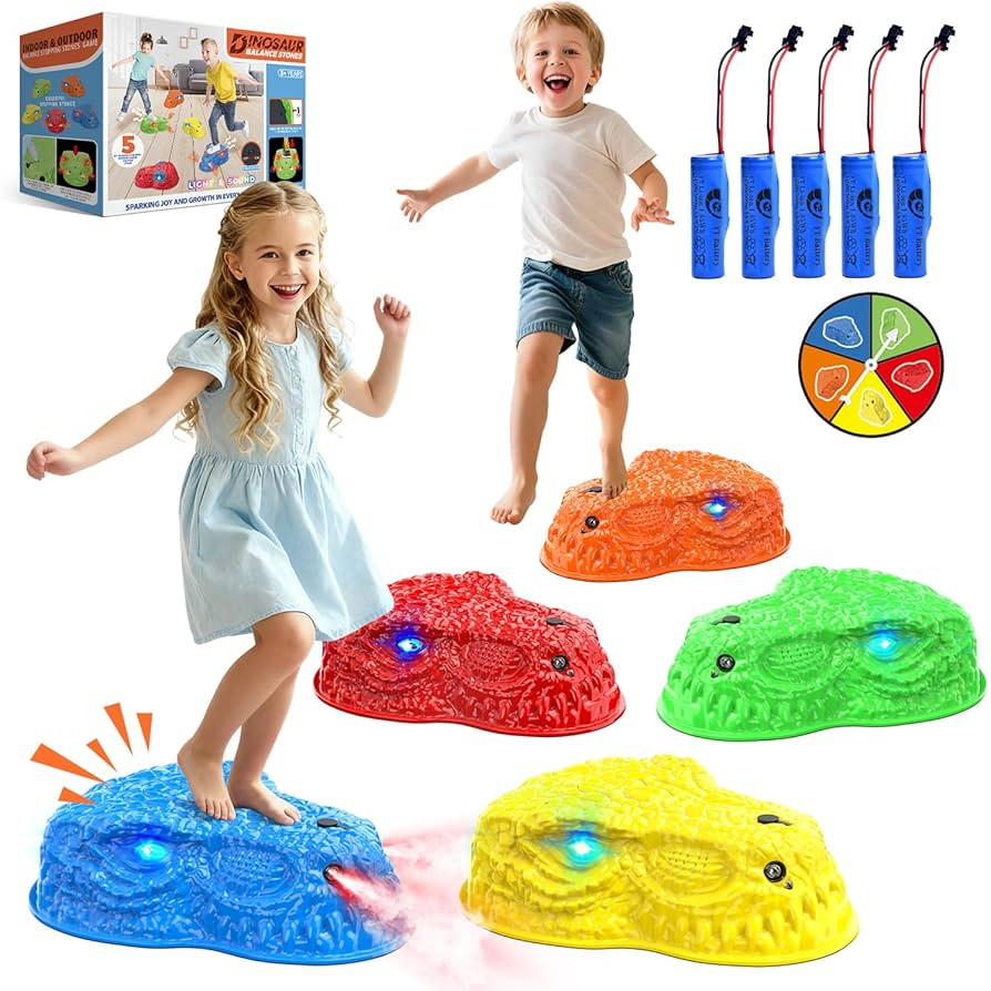 Dinosaur Toys for Kids 3-5, Mist Spraying Dino Roaring & Light up Stepping Stones for Kids, Indoo... | Amazon (US)