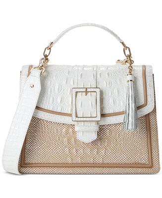Hallie Sea Salt White Colada Leather Satchel | Macy's