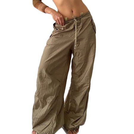 Women Y2k Pants Baggy Cargo Joggers Pants for Women Parachute Pants Drwastring Low Waist Harajuku Hi | Walmart (US)