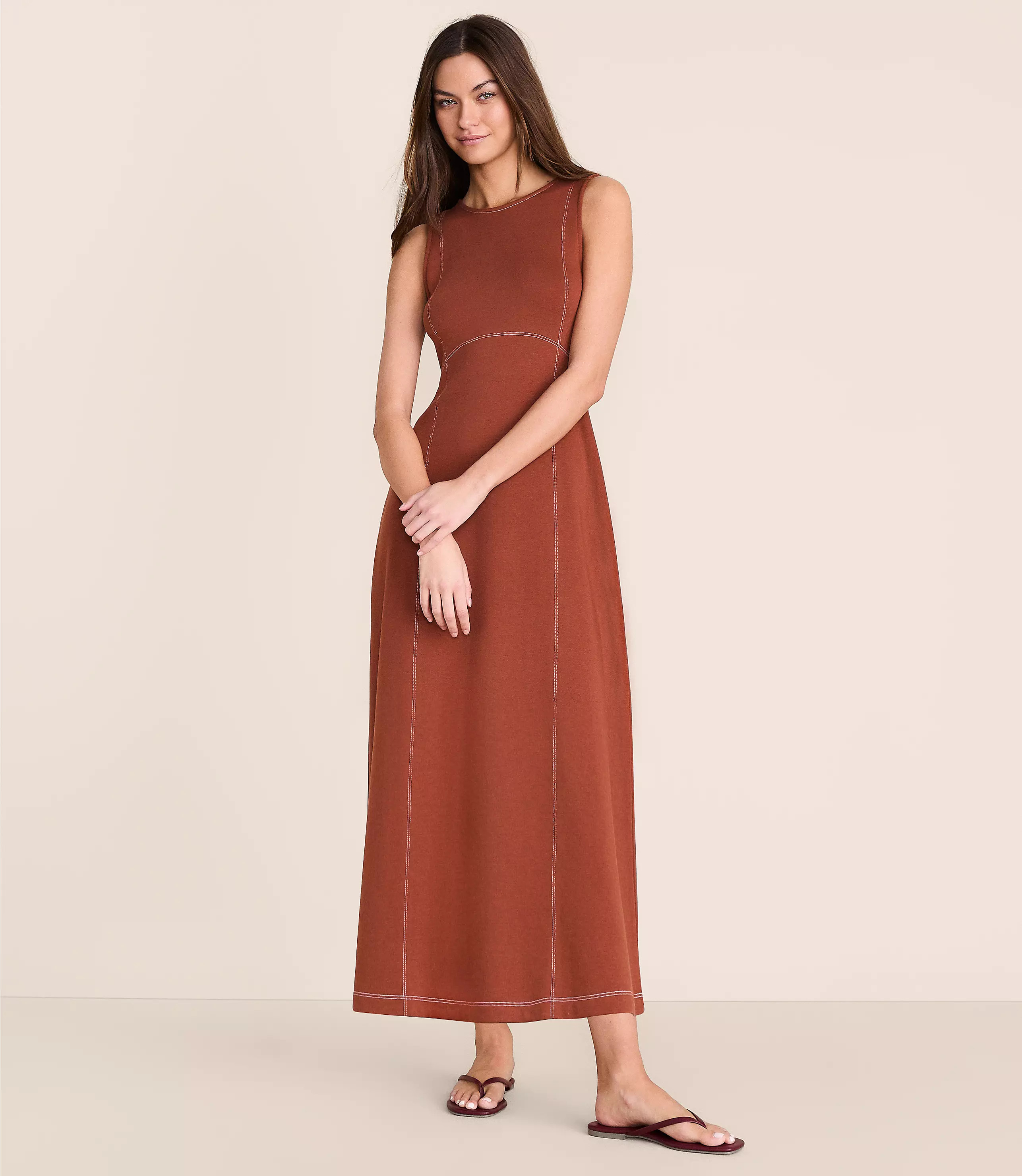 Lou & Grey Terrysoft Contrast Stitch Maxi Dress | LOFT
