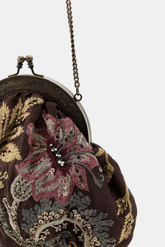 EMBROIDERED BEADED BAG | Zara US