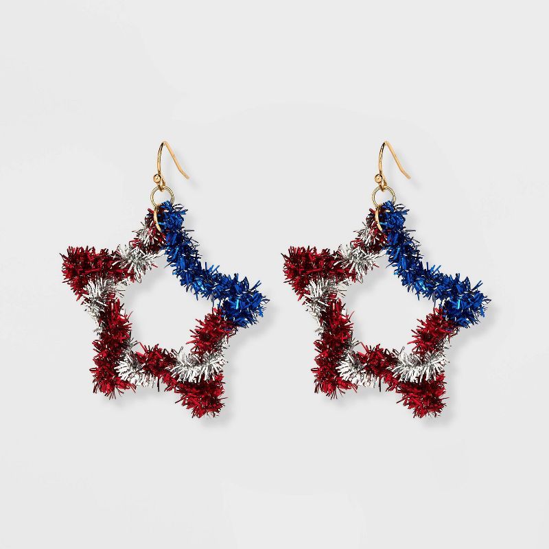 Americana Tinsel Wrapped Star Drop Earrings | Target