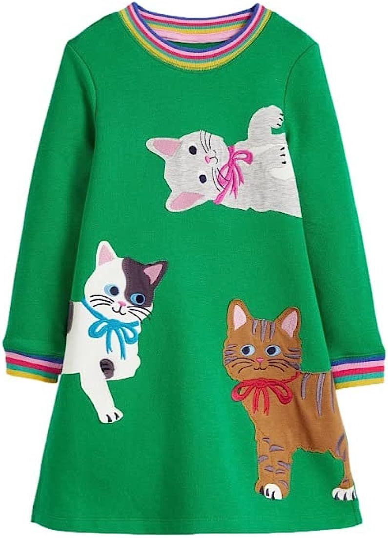Toddler Girl Long Sleeve Dress Stripe Rainbow Christmas Cotton Casual Tunic Playwear Basic Shirt ... | Amazon (US)